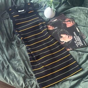 A.L.C. Black and Yellow Striped Midi Dress 🥀🖤